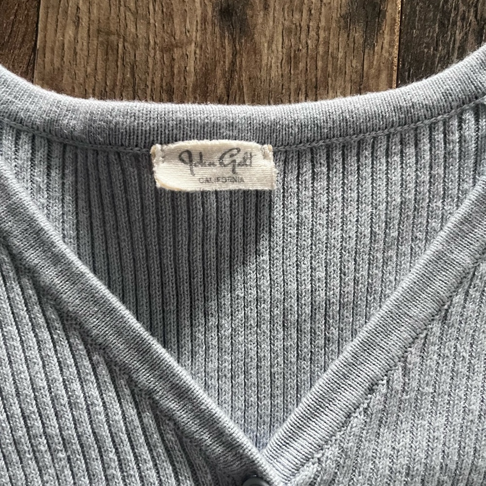 Light Blue Ribbed Button-Up Cardigan - Picture 2 of 3